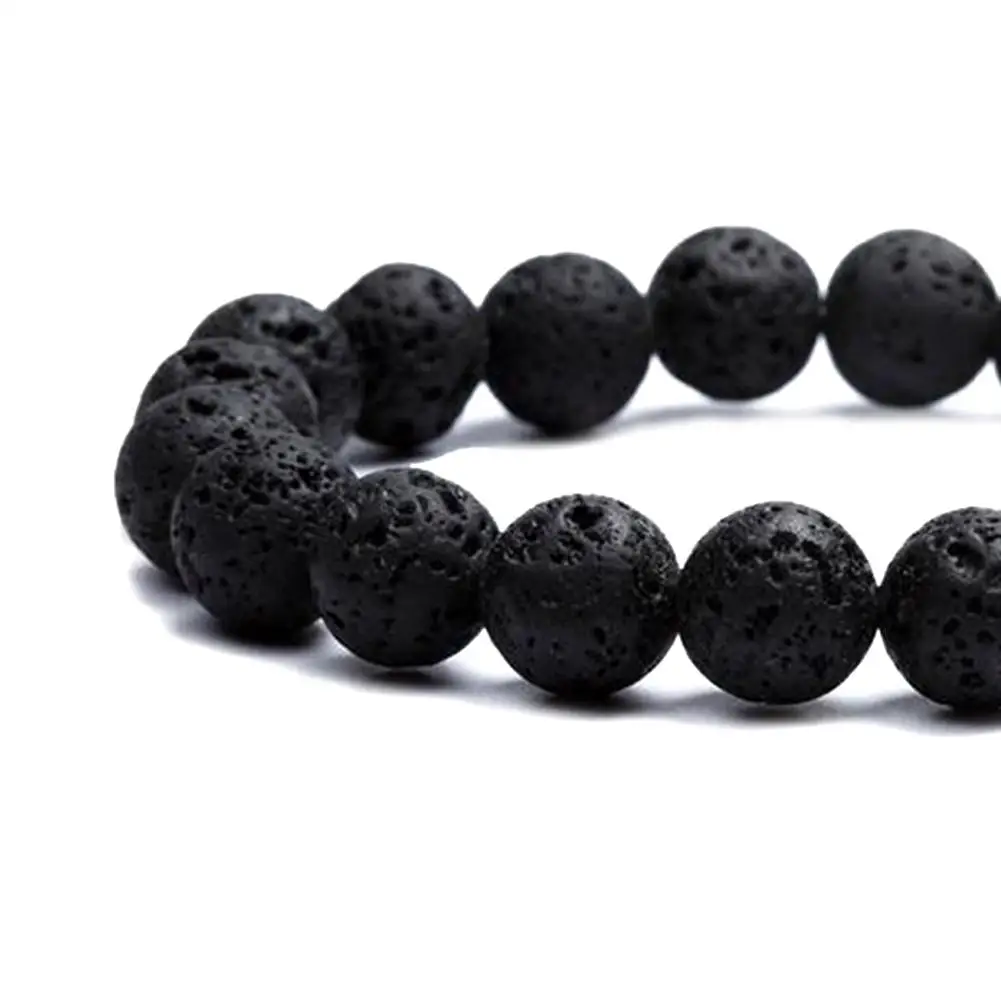 1x8 мм черный Лава пеллетит Браслет Крест мужской и женский эластичный Йога