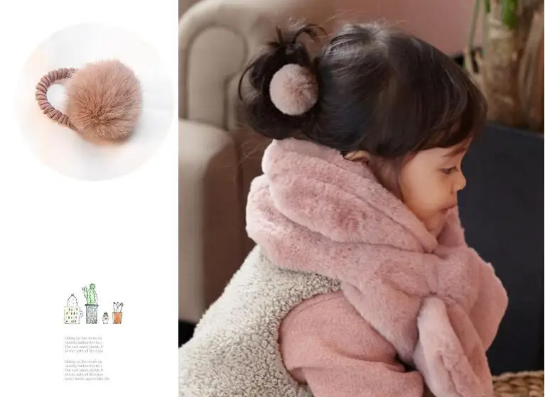 Заколки для волос девочек милые мягкие Меховые помпоны зажимы с помпоном детские