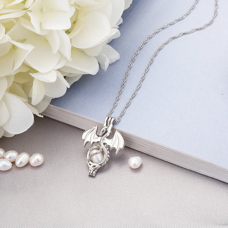 

Women luminous necklaces Glow In The Dark Flying dragon stone cage pendant necklace For Ladies Fashion Jewelry Accessories