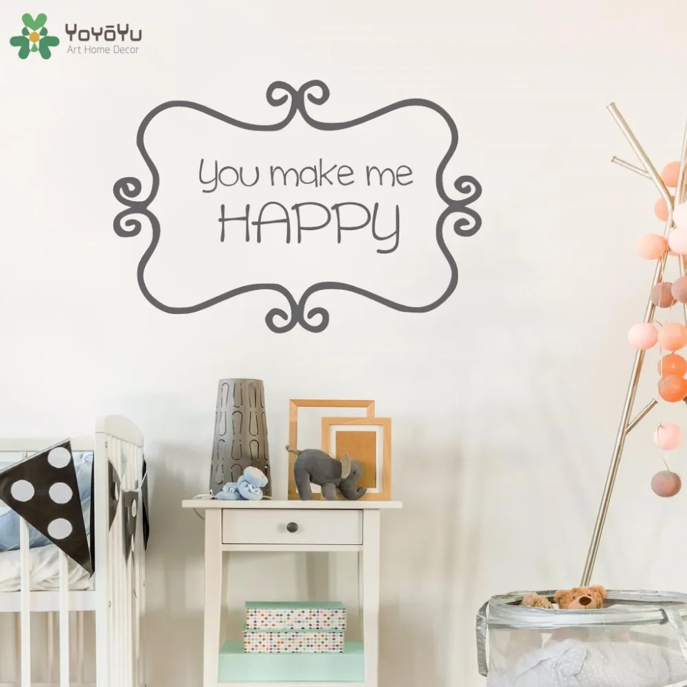 

YOYOYU Wall Decal Quotes Happy Wall Stickers Kids Nursery Bedroom Vinyl Home Decor Removable Words Design Children InteriorSY673