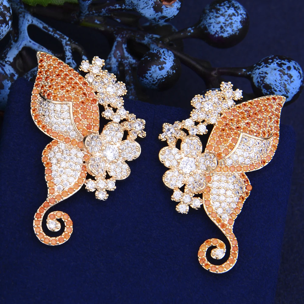 Missvikki ручной работы полный Кубический Цирконий Роскошные женские серьги в форме