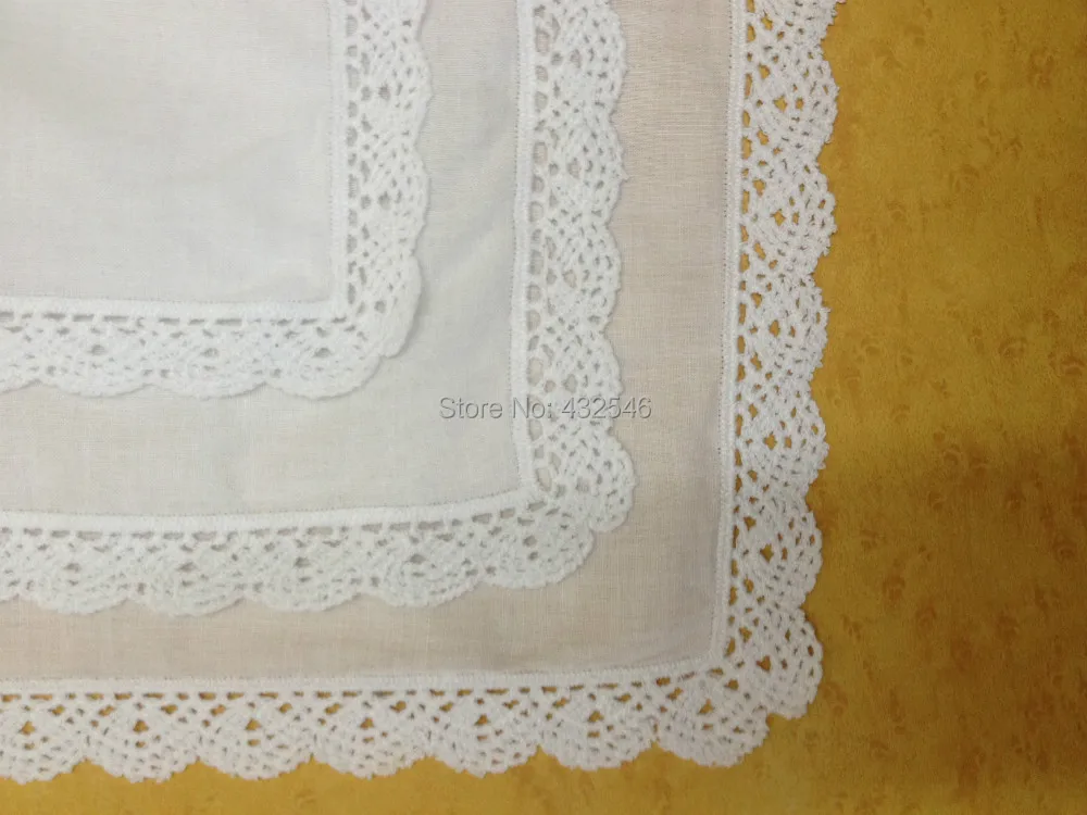 Модные женские носовые платки 12 шт./лот 11x11White100% хлопок Свадебные вышитые