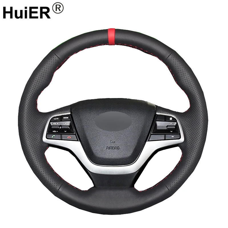Ручной швейный чехол рулевого колеса автомобиля Volan Funda Volante для Hyundai Elantra 4 2016-2019