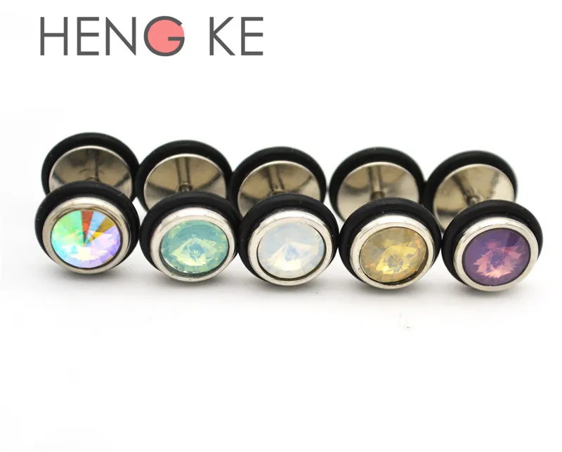 Серьги гвоздики с имитацией опала 8 мм|imitation jewelry|mens earrings punkearrings jewelry |
