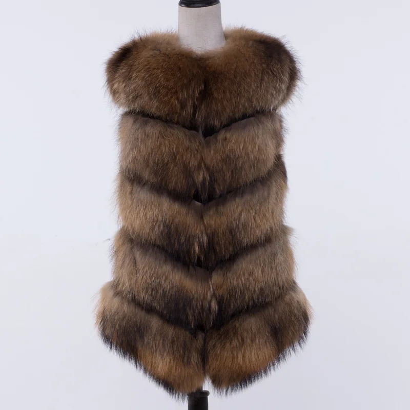 2018 New Real Fur Vest Natural Raccoon Parka Warm Thick Winter Jacket Women's Clothing Coat Luxury Streetwear | Женская одежда