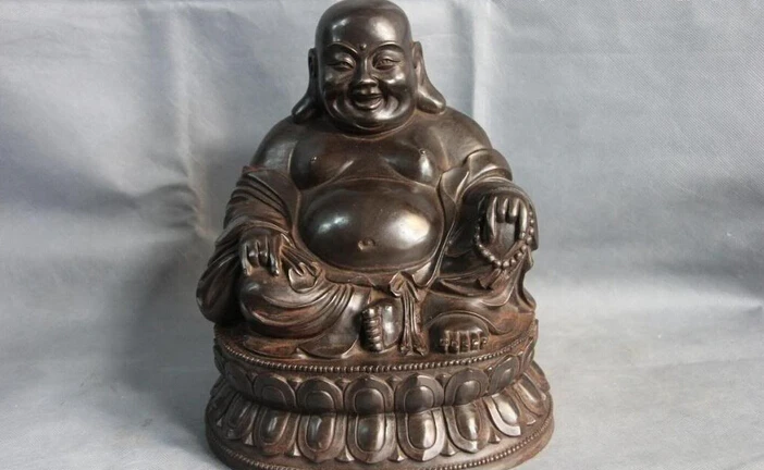 

fast shipping USPS to USA S3160 11 Folk Fane Copper Bronze Sitting on a lotus Maitreya Rohan Monk Buddha Statue