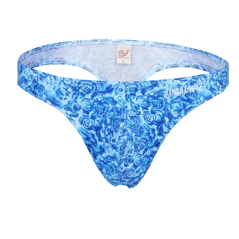 1PCS WJ Brand Cotton Thong Men Sexy Underwear Personalized Printed Penis Pouch G-string Plus Size S/M/L/XL |