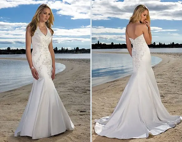 Sexy Halter Beach Wedding Dress Bridal Prom Gown Size:Custom|dress skirt|gowns made in chinadress abaya |