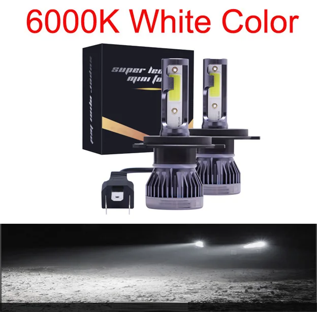 6000K 2 шт. H4 H7 светодиодный H1 H3 H8 H11 HB3 9005 HB4 9006 H27 880 881 светодиодный лампы мини Автомобильные светодиодные лампы фар 12000LM 72W фары для авто фары 12V 24V - Испускаемый цвет: 6000K