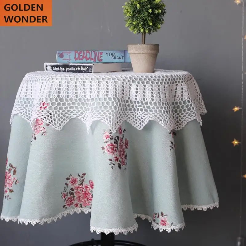 Beautiful Rose Cheney Round Tea Table Cloth Coffee Cover Flower Tulle Home Decoration Chinese cloth | Дом и сад