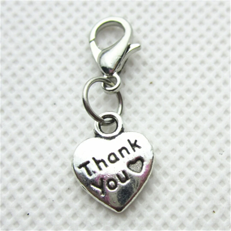 

Серебряные подвески в виде сердца «thank you», 100 шт., браслеты «сделай сам», ювелирные изделия, аксессуары, подвески с застежкой-карабином