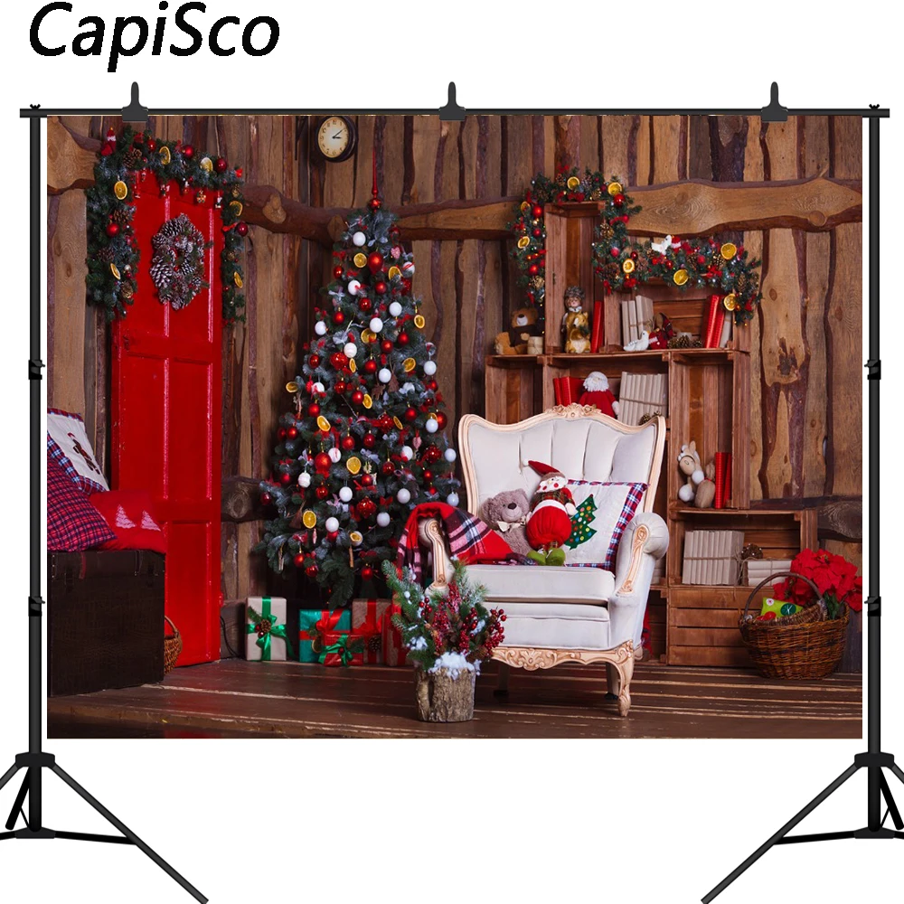 Рождественские фоны для фотосъемки с изображением Красной двери деревянной