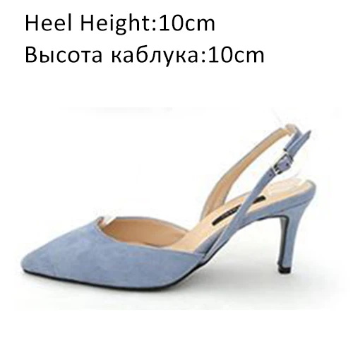 Blue Shoes 10cm Женские босоножки на высоком каблуке; Летние Брендовые женские туфли-лодочки; вечерние туфли на тонком каблуке с острым носком без шнуровки; офисные женские модельные туфли; большие размеры - Цвет: Blue Shoes 10cm