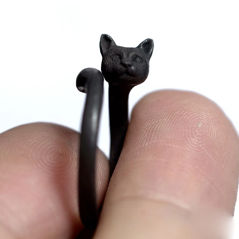 925 серебряные милые 3D кольца для кошек женщин ювелирные изделия красивые