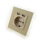 Роскошная настенная розетка USB со стеклянной панелью, 16 А, европейский стандарт, электрическая розетка с двойным USB разъемом 2100 мА, зарядным портом для мобильных телефонов