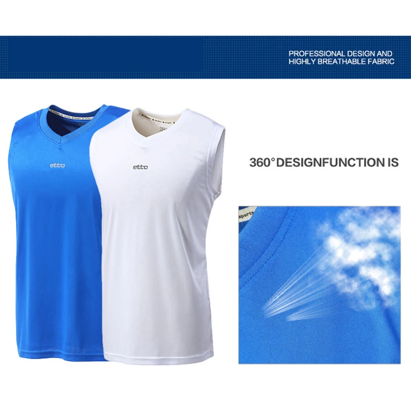 Etto Men Quick Dry Sleeveless Soccer Jersey Football Basketball Volleyball Training Shirts Women Breathable Sports Tops HUC083 | Спорт и