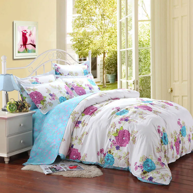 Комплект постельного белья с цветочным принтом 4 шт. | Дом и сад