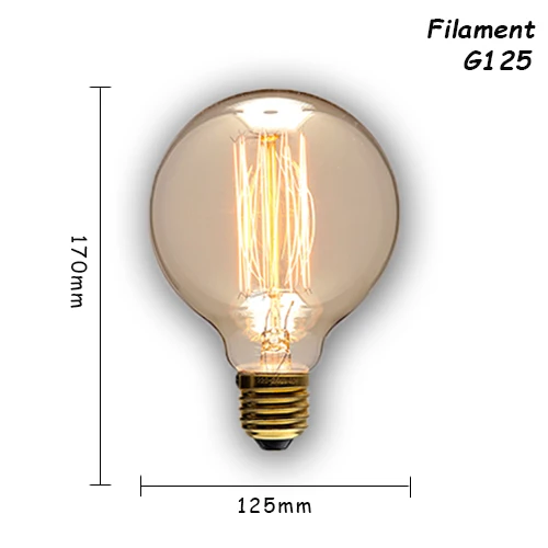 G125Z 6 шт./партия edison светильник лампочка E27/E14 старинные лампы 110 V/220 В ампулы для дома/мебель для спальни/мебель для гостиной Декор 40 Вт/60 Вт можно использовать энергосберегающую лампу или светодиодную лампочку - Цвет: G125Z