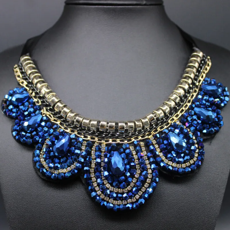 Синий черный камея смолаы ложные воротник удавка макси ожерелье boho шик