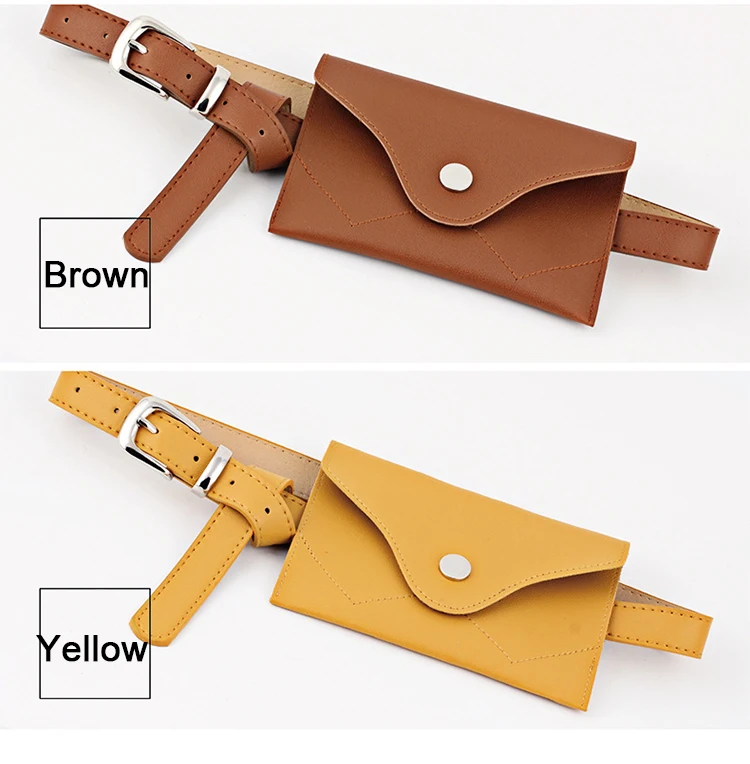 Fashion Women Fanny Pack Simple Vintage Mini Adjustable Phone Purse Key card Envelope bag high quality PU Leather Waist Bag
