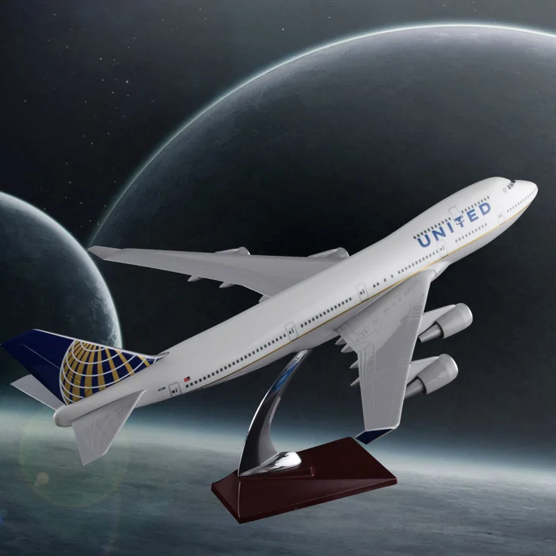 Модель самолета из смолы 47 см модель Боинг 747 United Airlines США B747 аэробуса Коллекция