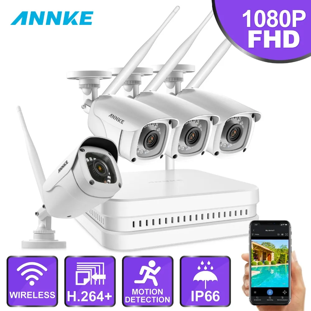 ANNKE 8CH HD 1080P WiFi видеонаблюдение NVR система с 2MP Смарт ИК Пуля наружная защищенная от