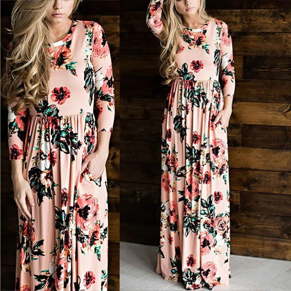 Bella Philosophy 2019 Spring Floral Print Boho Beach Women Long Dress Evening Party Sundress Large size Ankle Length | Женская одежда