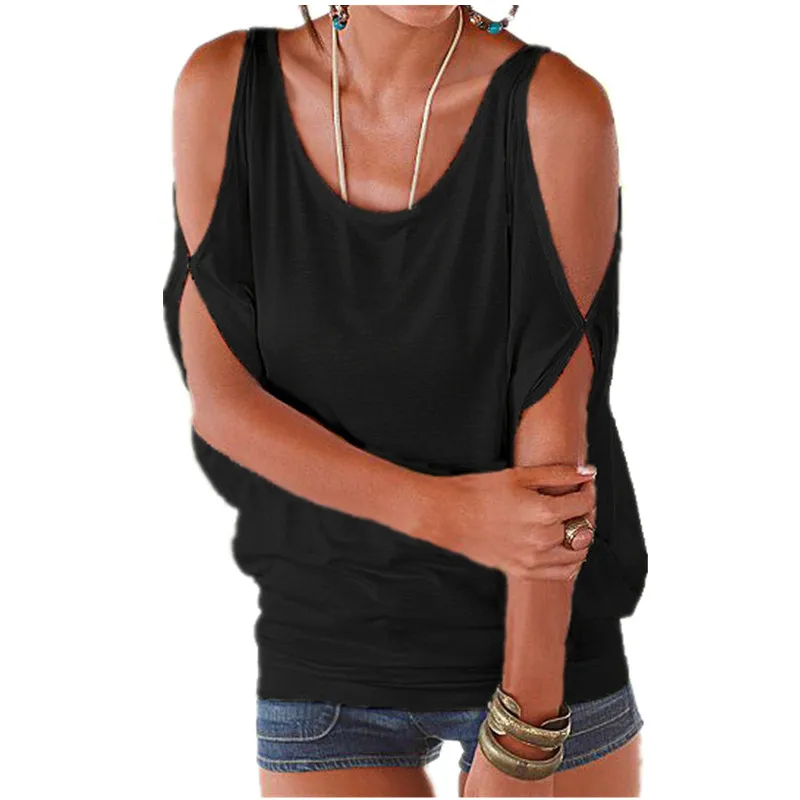 

Women Summer T shirts 2019 Casual T-shirt Sexy Off Shoulder Tops Batwing Short Sleeve Lace up Solid O-neck Lady Loose Tops Tees