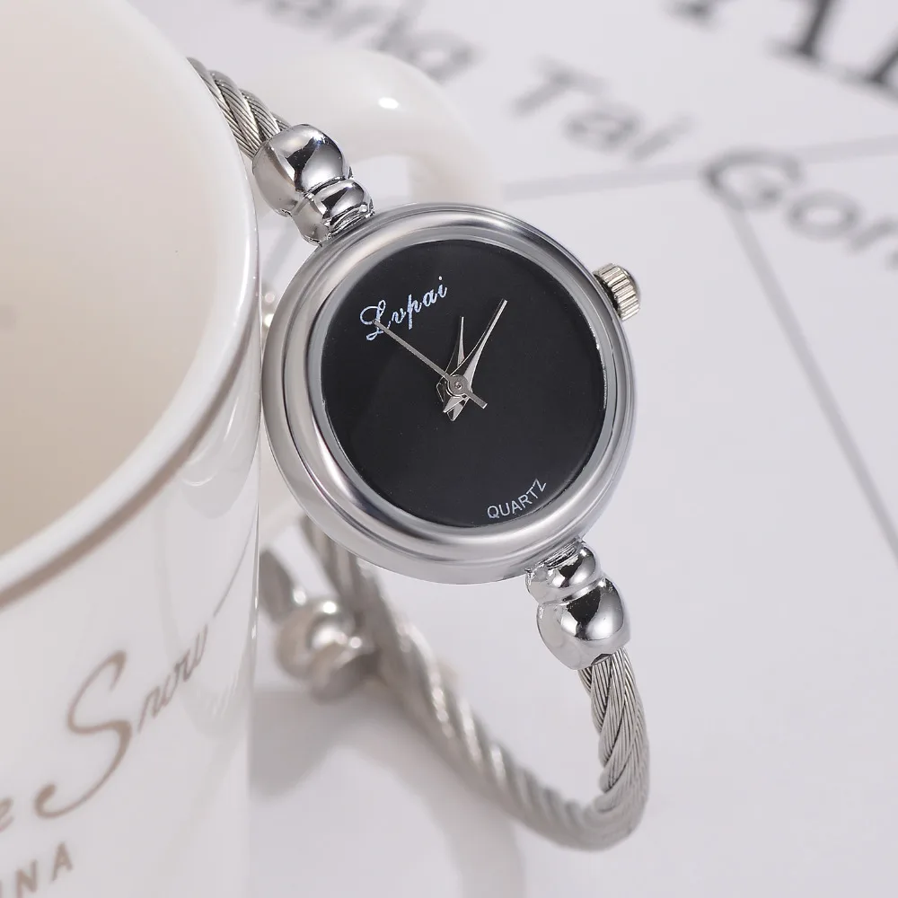 Женские часы браслет Lvpai кварцевые наручные из нержавеющей стали золотого и