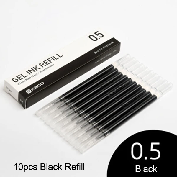 10 PCS Black Refill Xiao mi jia KACO 0,5 мм Xio mi Signing P E N Gal чернила гладкие для письма долговечные для подписи черные заправки 10 шт./лот для офисного работника - Цвет: 10 PCS Black Refill