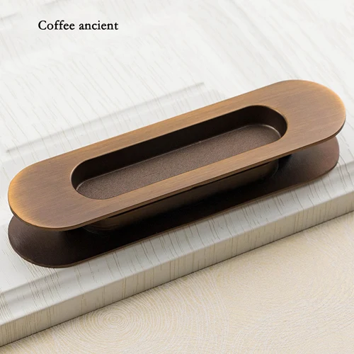 coffee antique 2 шт Скрытая цинковый сплав Встраиваемые тянуть раздвижные дверные ручки Спальня Ручка мебельная фурнитура - Цвет: coffee antique