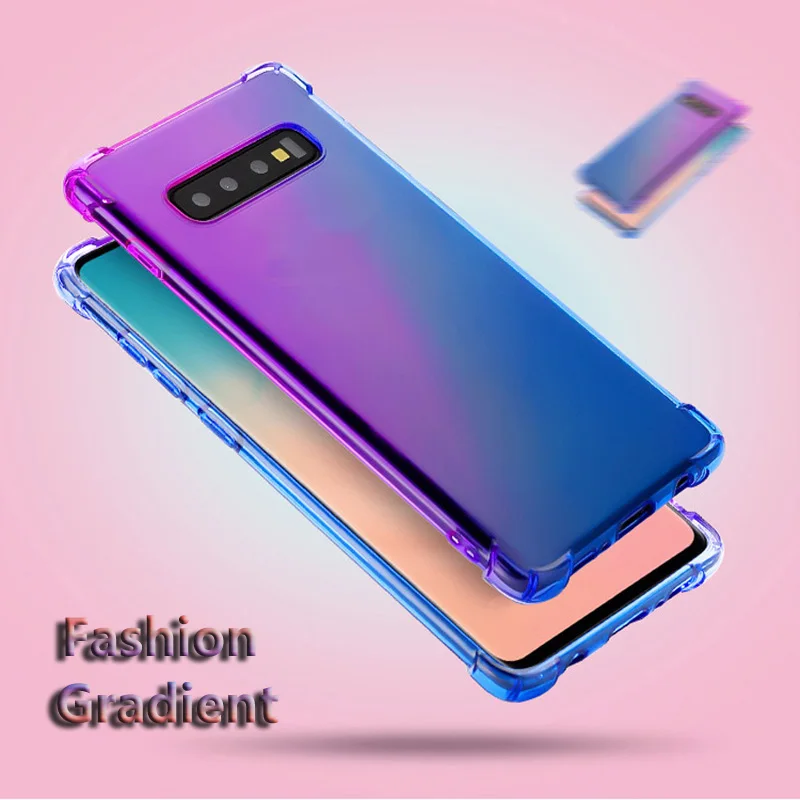 Градиентный силиконовый мягкий чехол из ТПУ для Samsung galaxy S10 plus защитный телефона +