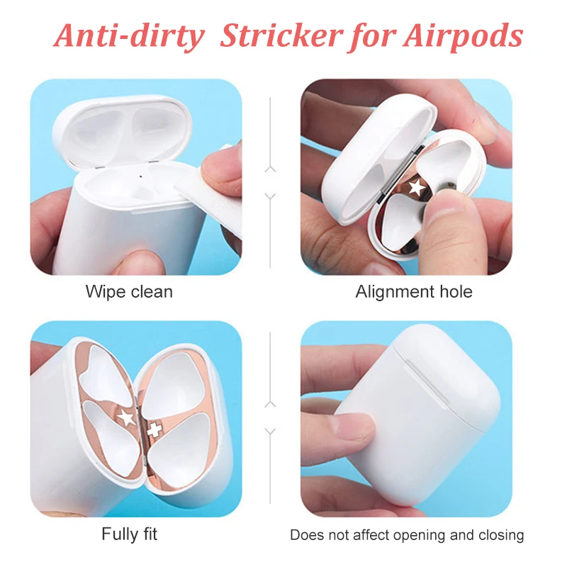 HEVARAL антигрязные наклейки для Airpods 2 металлические защиты от пыли i10 i20 i30 i60 i80 i100