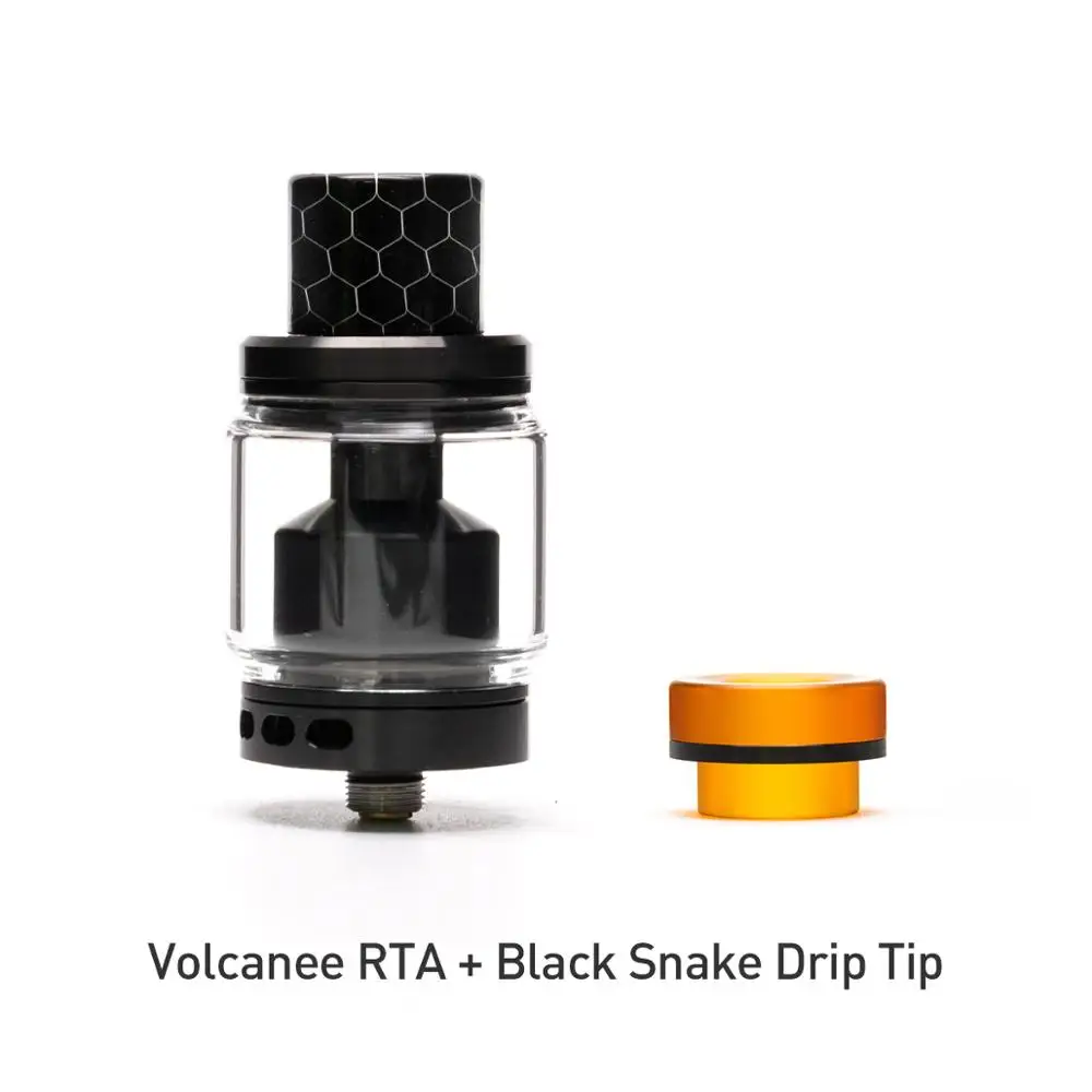 Volcanee с двойной катушкой RTA танк распылитель 24 мм Диаметр 5 мл емкость вейпер для 510 нить бокс мод для электронных сигарет Vape RTA танк - Цвет: with black snake tip