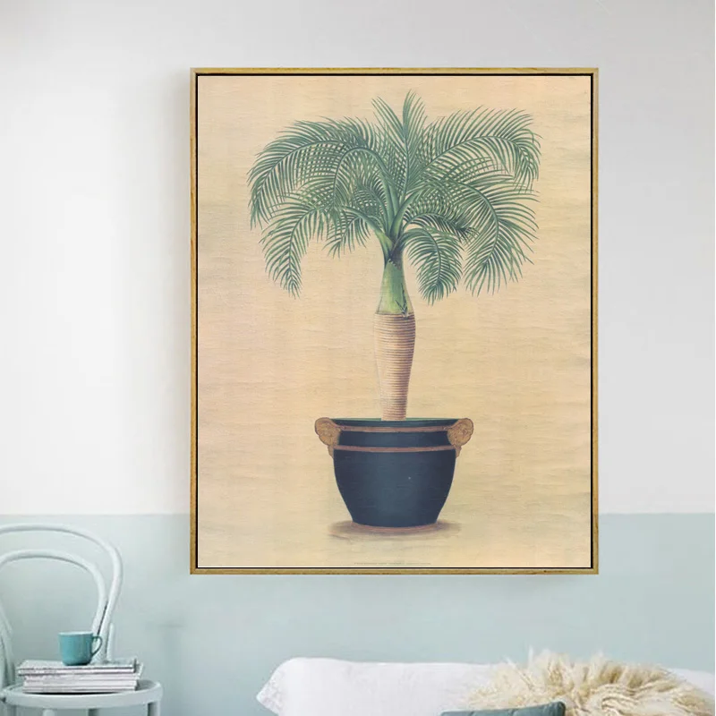 Пасторальный зеленый горшок пальмы пейзаж печать на холсте Масляные картины