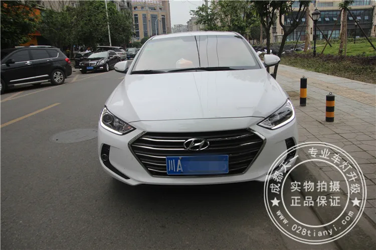 Высокое качество, автомобильный Стайлинг, чехол на голову для hyundai Elantra, светодиодный головной светильник, DRL, дневной ходовой светильник, биксеноновый HID