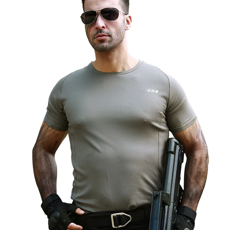Тактические CQB круглый воротник футболки Для мужчин открытый летний