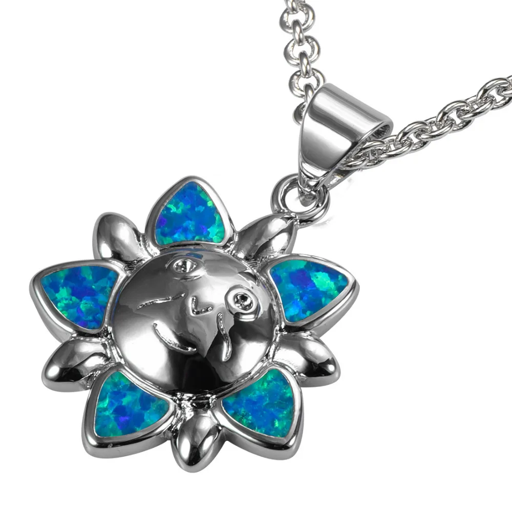 Синий огненный опал искусственная серебряная подвеска P231|925 sterling silver pendant|silver