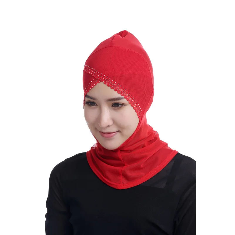 Underscarf Head Islamic Muslim Headscarf Womens Face-lift Hijab Ninja Single Cross Drilling Lace Cover Bonnet Scarf | Тематическая