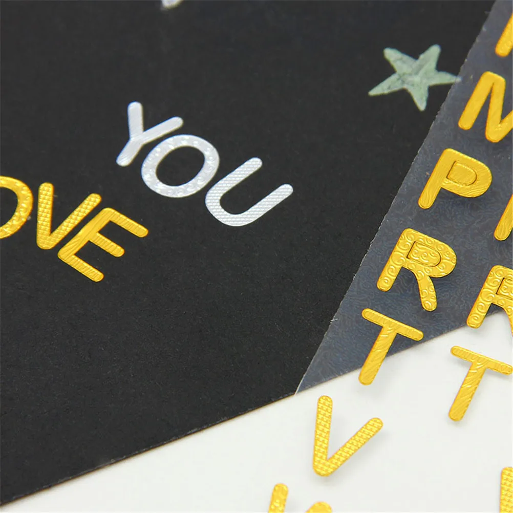 1 лист самоклеящиеся наклейки сделай сам фото золотые буквы украшение для