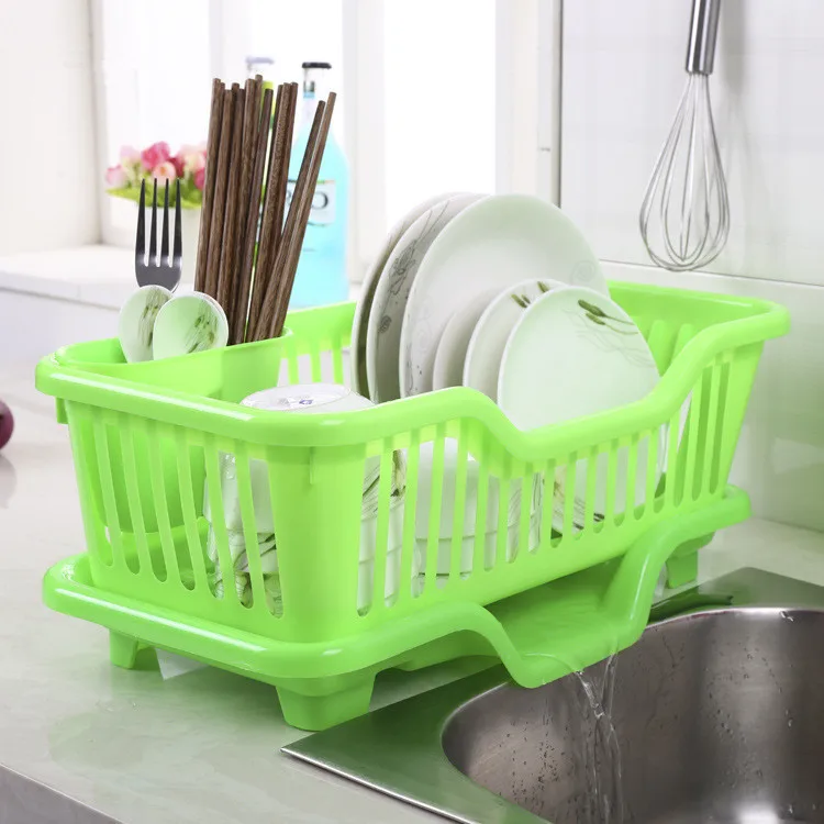 1PC Plastic Washing Holder Basket Great Kitchen Sink Dish Drainer Drying Rack Organizer Blue Pink White Green Tray OK 0083