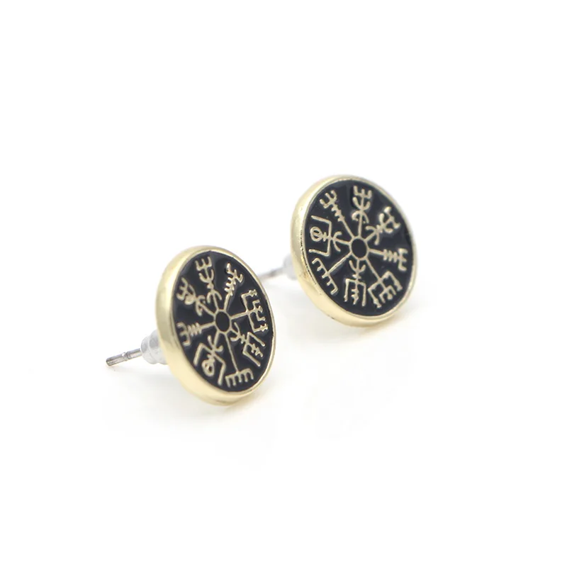P1237 Dongmanli модные серьги-гвоздики в виде руны викингов Vegvisir Compass для женщин символ Одина амулет, серьги Прямая поставка