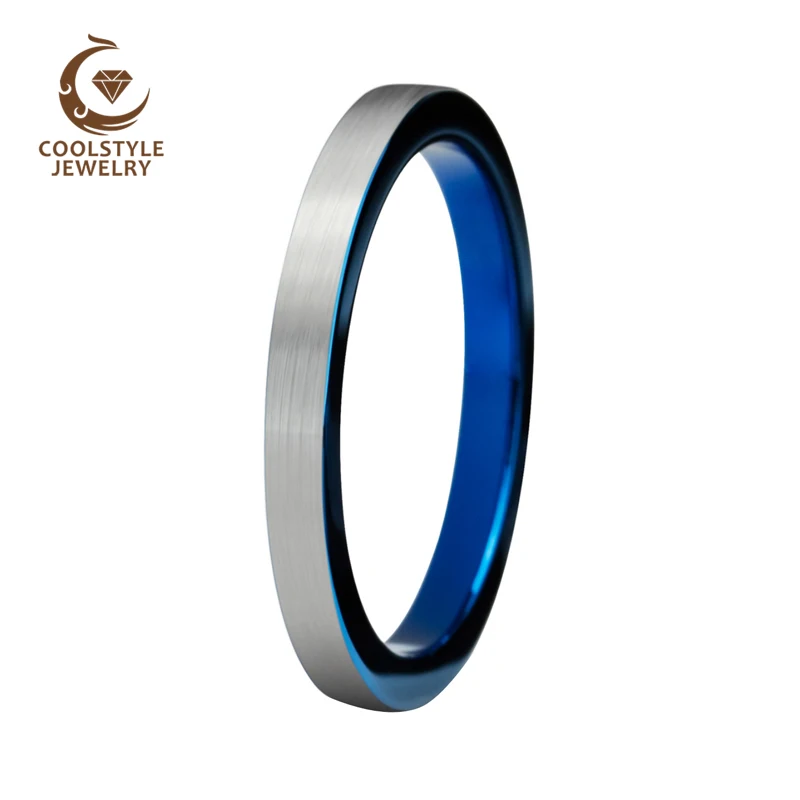 Мм 4 мм вольфрам карбида обручальное кольцо для женщин синий цвет покрытием