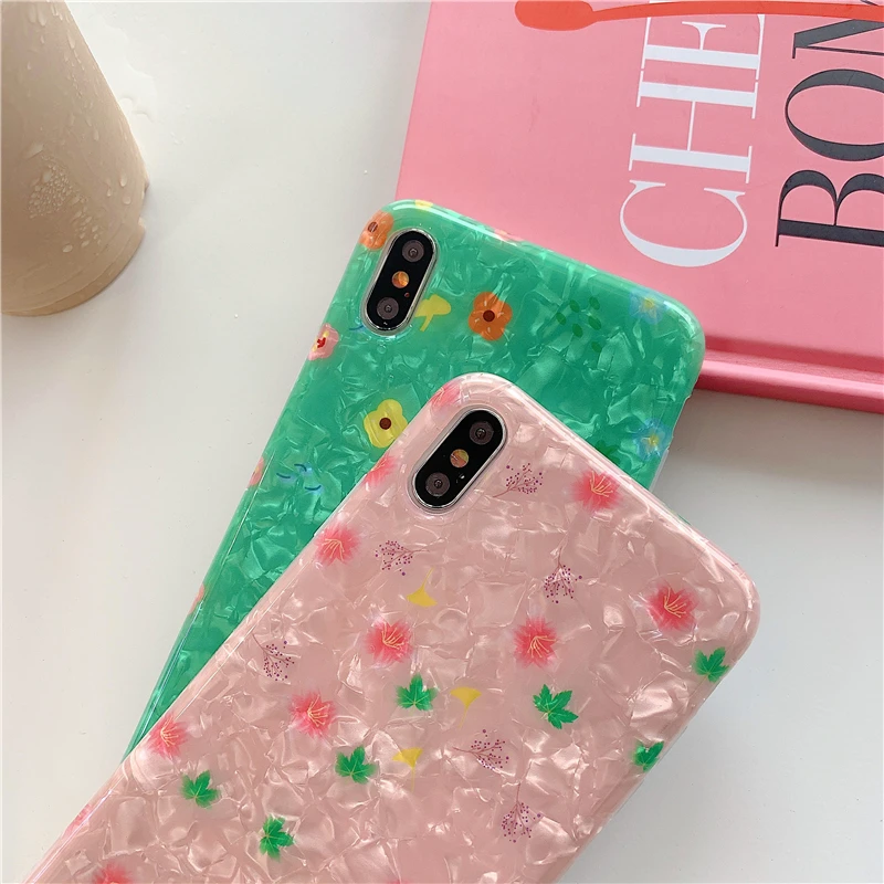 WTSZKL милый чехол для телефона с цветочным узором в виде ракушек iPhone X Xs Max Xr 8 7 6 6s Plus