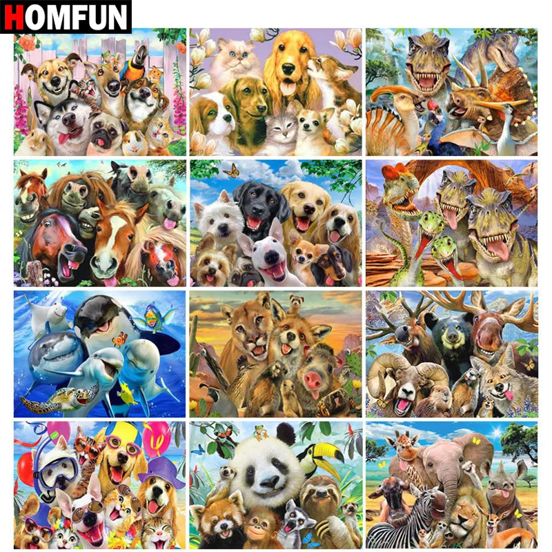 

HOMFUN Full Square/Round Drill 5D DIY Diamond Painting "Animal friend" 3D Diamond Embroidery Cross Stitch Home Decor Gift BK01