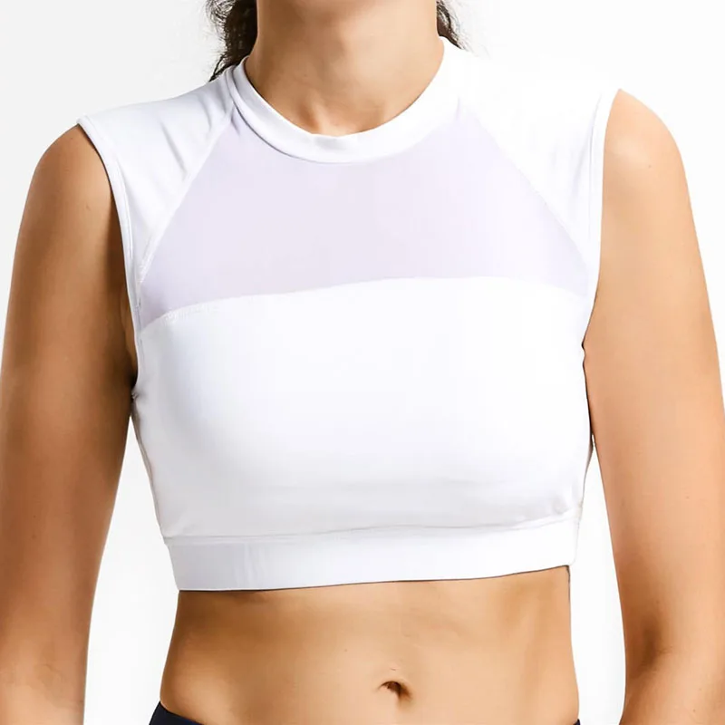 Сексуальный белый сетчатый спортивный бюстгальтер Топ Женская Спортивная