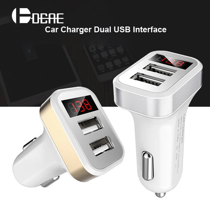 2 USB Автомобильное зарядное устройство со светодиодным экраном автомобильное