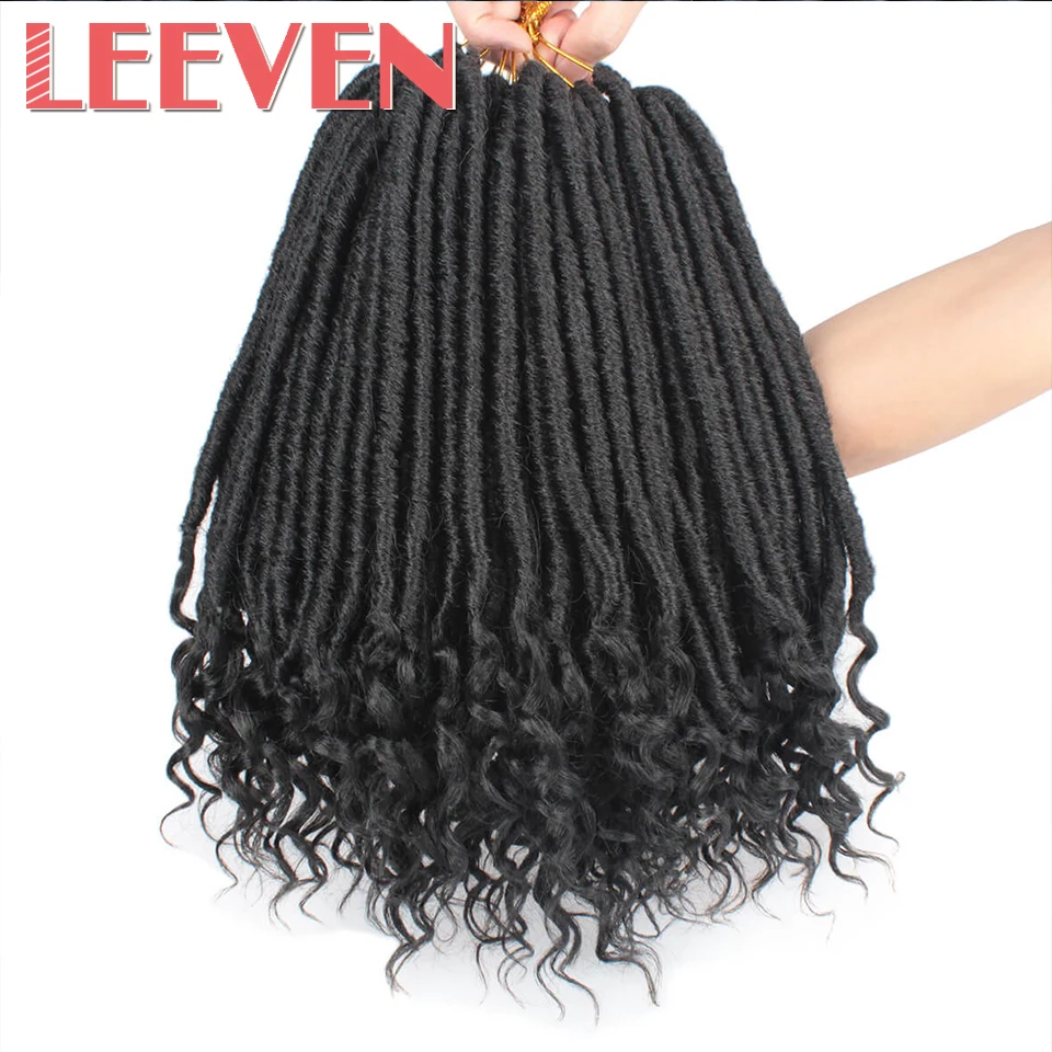 Leeven Goddess Faux Locs Hair With the Curls Crochet Braiding Hair 14 18 Inch Synthetic Crochet Braids Hair Extension