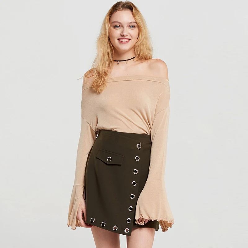 HDY Haoduoyi Brand 2020 Slash neck Off Shoulder Sexy Women T-shirts Chiffon Ruffle Butterfly Sleeve Tees Fashion Lady Pullovers | Женская