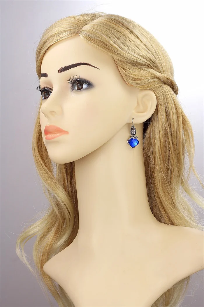 Кластер Черный Кристалл синий Стекло Висячие серьги для женщин девочек белый